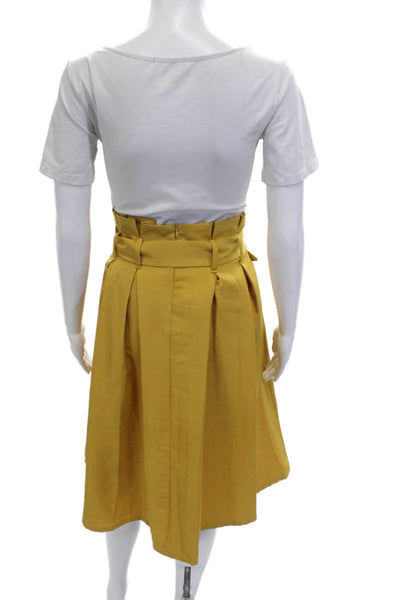 Jealous Tomato Women A-Line Pleated Yellow Skirt Size M