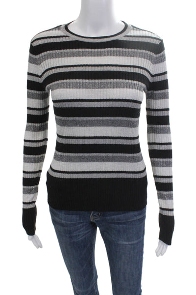 Frame Unisex Black Striped Pullover Sweater Crew Neck Long Sleeve Size S