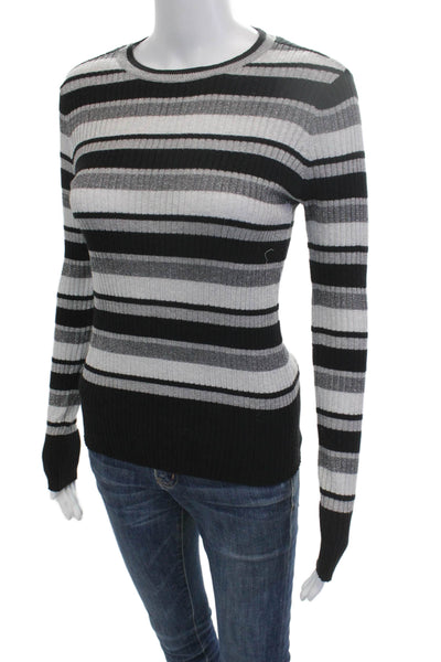 Frame Unisex Black Striped Pullover Sweater Crew Neck Long Sleeve Size S