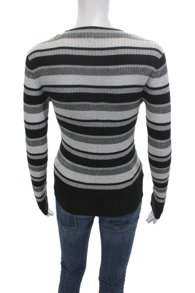 Frame Unisex Black Striped Pullover Sweater Crew Neck Long Sleeve Size S