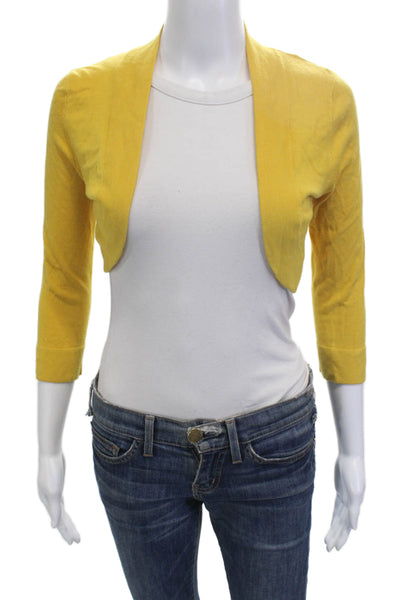 Eliza J Womens Yellow 3/4 Sleeve Cardigan Solid Size 2