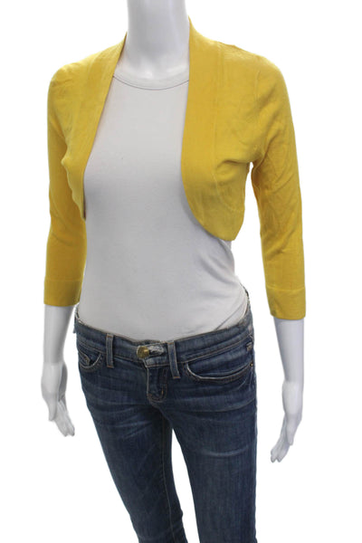Eliza J Womens Yellow 3/4 Sleeve Cardigan Solid Size 2