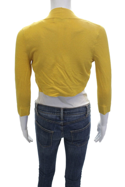 Eliza J Womens Yellow 3/4 Sleeve Cardigan Solid Size 2