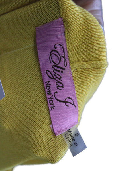 Eliza J Womens Yellow 3/4 Sleeve Cardigan Solid Size 2