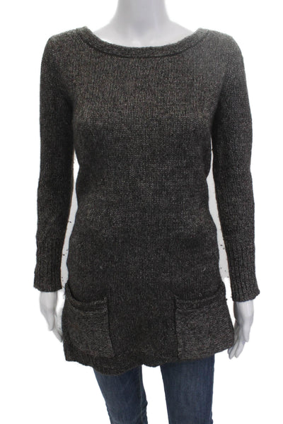 Inhabit Unisex Cardigan Dark Gray Round Neck Long Sleeve Lambswool Size S