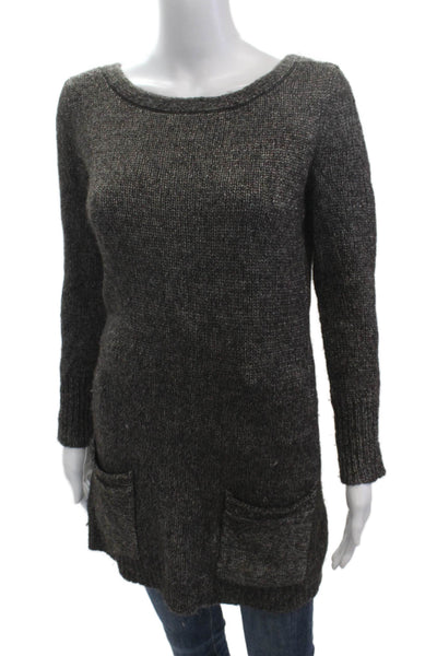 Inhabit Unisex Cardigan Dark Gray Round Neck Long Sleeve Lambswool Size S