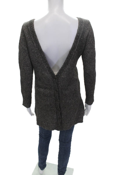 Inhabit Unisex Cardigan Dark Gray Round Neck Long Sleeve Lambswool Size S