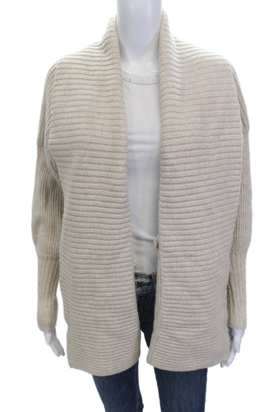 Cynthia Steffe Unisex Cardigan Striped Beige Lambswool Modal Cashmere Size XS