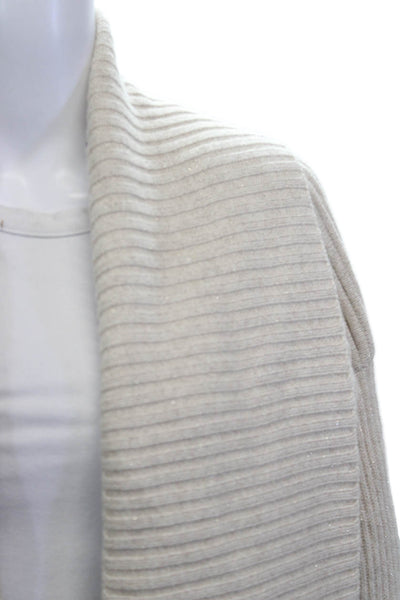 Cynthia Steffe Unisex Cardigan Striped Beige Lambswool Modal Cashmere Size XS