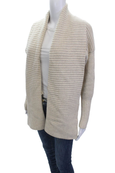 Cynthia Steffe Unisex Cardigan Striped Beige Lambswool Modal Cashmere Size XS