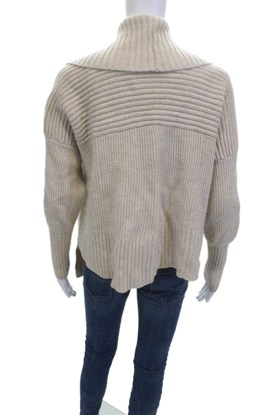 Cynthia Steffe Unisex Cardigan Striped Beige Lambswool Modal Cashmere Size XS