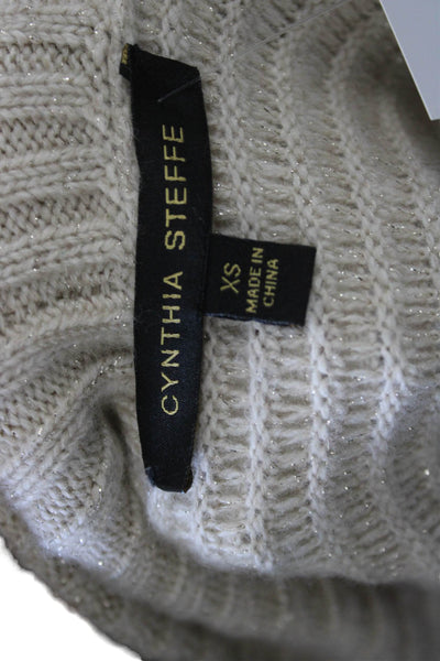 Cynthia Steffe Unisex Cardigan Striped Beige Lambswool Modal Cashmere Size XS