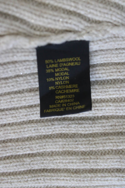 Cynthia Steffe Unisex Cardigan Striped Beige Lambswool Modal Cashmere Size XS