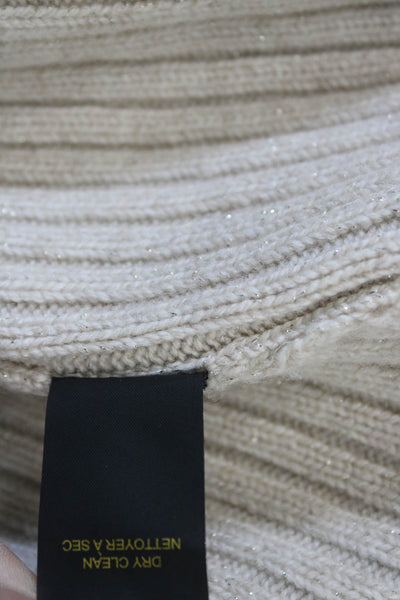 Cynthia Steffe Unisex Cardigan Striped Beige Lambswool Modal Cashmere Size XS