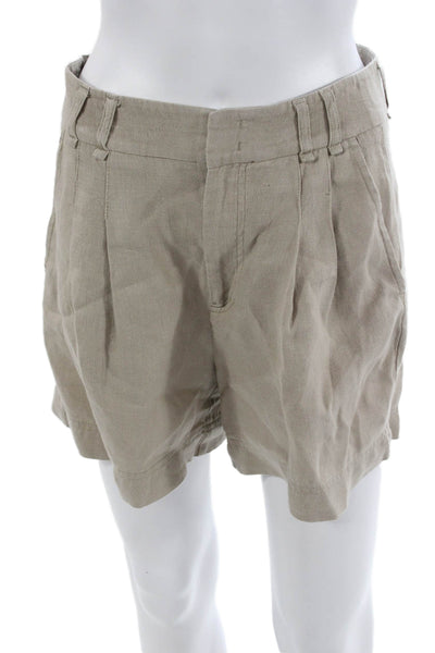 Free People Unisex Chino Shorts Beige Linen Button Size 0