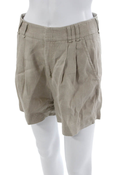 Free People Unisex Chino Shorts Beige Linen Button Size 0