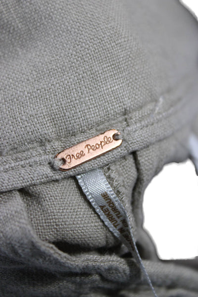 Free People Unisex Chino Shorts Beige Linen Button Size 0