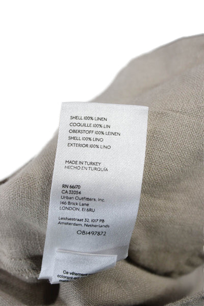 Free People Unisex Chino Shorts Beige Linen Button Size 0
