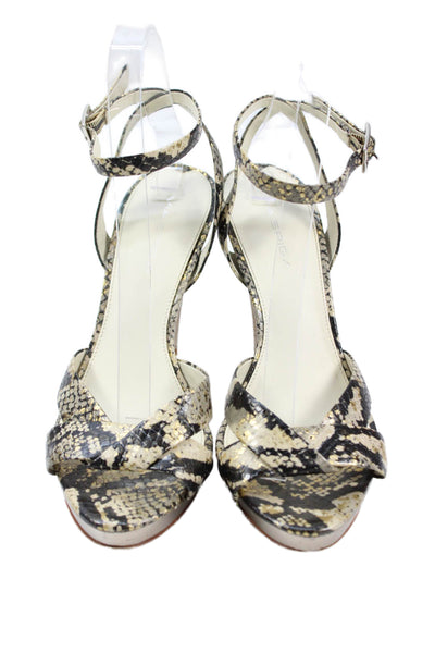 Via Spiga Womens Ankle Strap Snakeskin Print Heels Gray Size 7