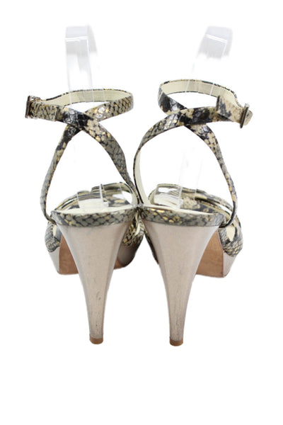 Via Spiga Womens Ankle Strap Snakeskin Print Heels Gray Size 7