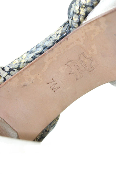 Via Spiga Womens Ankle Strap Snakeskin Print Heels Gray Size 7