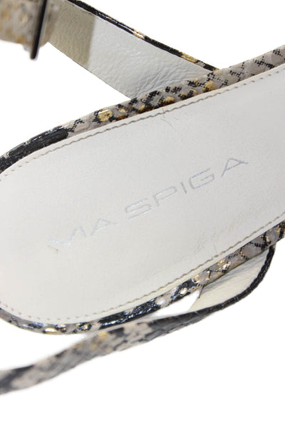Via Spiga Womens Ankle Strap Snakeskin Print Heels Gray Size 7