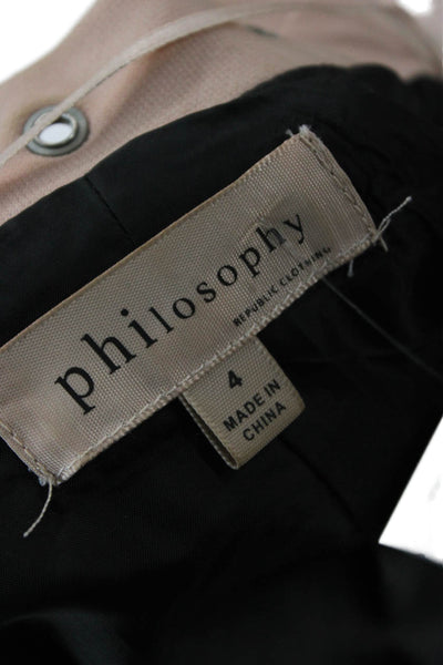 philosophy Womens Biker Jacket Pink Buckle High Neck Long Sleeve Size 4