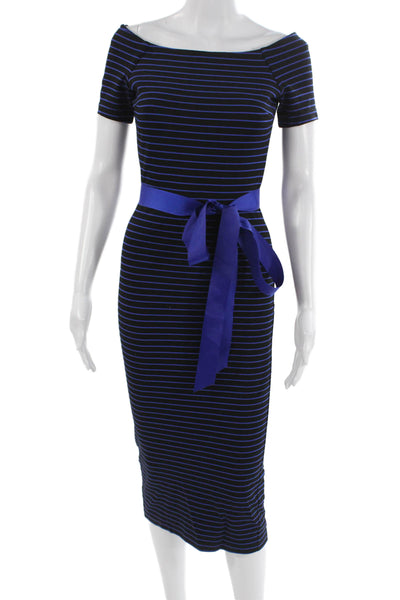 Torn by Ronny Kobo Women Bodycon Pencil Dress Black Tie Short Sleeve Size S