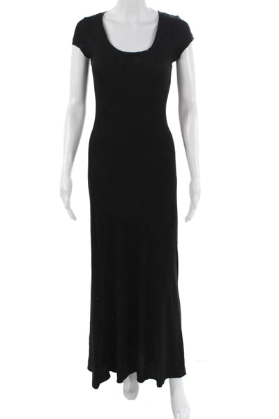 BCBGMAXAZRIA Women Maxi Dress Black Short Sleeve Round Neck Size 2XS
