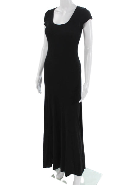 BCBGMAXAZRIA Women Maxi Dress Black Short Sleeve Round Neck Size 2XS
