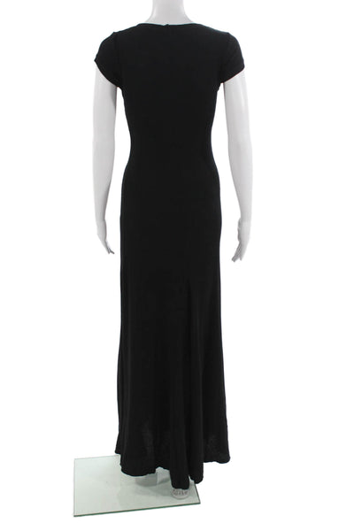 BCBGMAXAZRIA Women Maxi Dress Black Short Sleeve Round Neck Size 2XS