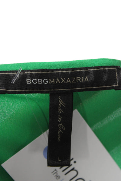 BCBGMAXAZRIA Womens Kaftan Dress Green Drawstring Round Neck Beach Size L
