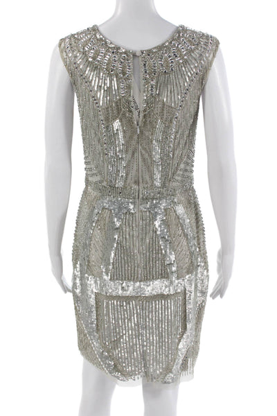 Aidan Mattox Womens Sheath Mini Dress Gray Sleeveless Crewneck Size 6
