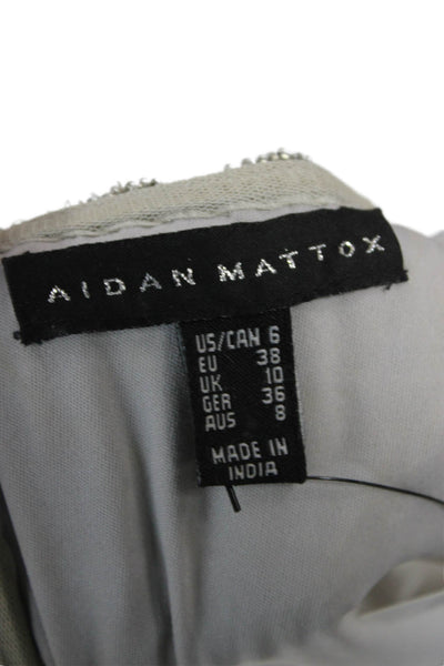 Aidan Mattox Womens Sheath Mini Dress Gray Sleeveless Crewneck Size 6