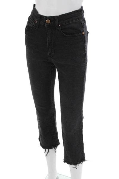 AYR Womens Ankle Cropped High Rise Black Denim Jeans Size 26