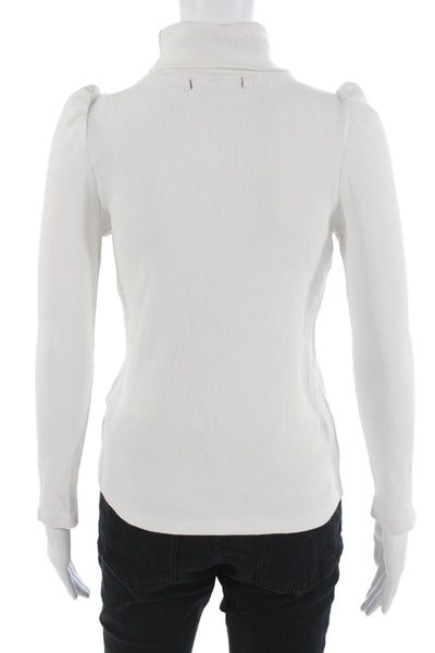 Amo Women Basic White Cotton Turtleneck Long Sleeve Sweater Size M