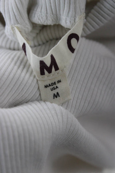 Amo Women Basic White Cotton Turtleneck Long Sleeve Sweater Size M