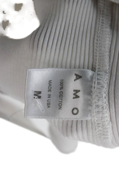 Amo Women Basic White Cotton Turtleneck Long Sleeve Sweater Size M