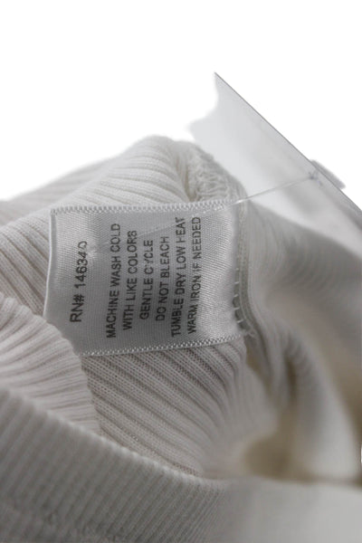Amo Women Basic White Cotton Turtleneck Long Sleeve Sweater Size M