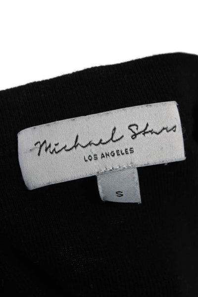 Michael Stars Womens Black Cropped Cotton Crewneck T-Shirt Short Sleeve Size S