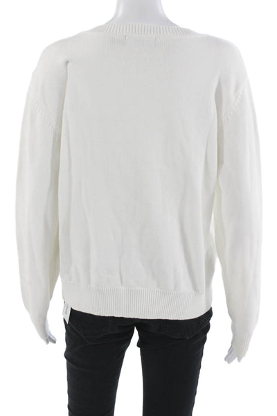 Karl Lagerfeld Unisex White Wool Cashmere Pullover Crewneck Graphic Size L