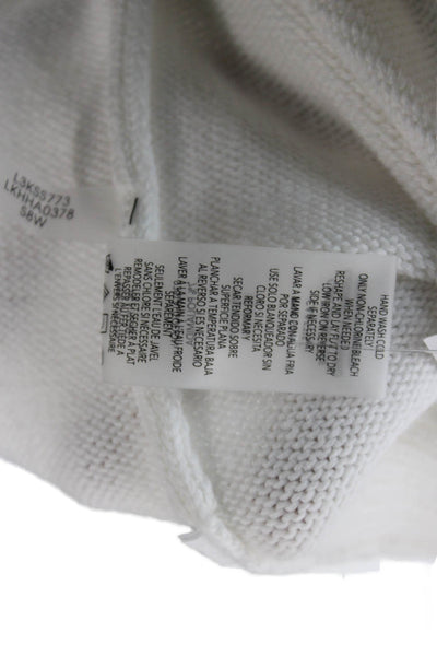 Karl Lagerfeld Unisex White Wool Cashmere Pullover Crewneck Graphic Size L