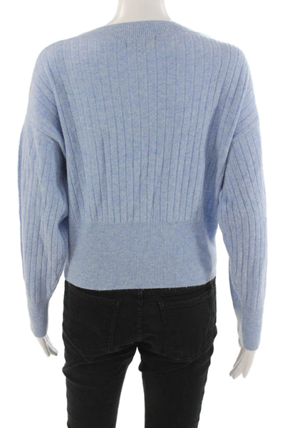 Lea & Viola Unisex Light Blue Cashmere V-Neck Pullover Size S