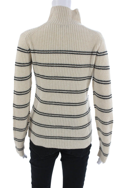 Vince Unisex Pullover 100% Cashmere Turtleneck Striped Beige Size XS