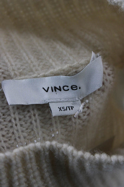 Vince Unisex Pullover 100% Cashmere Turtleneck Striped Beige Size XS