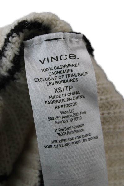 Vince Unisex Pullover 100% Cashmere Turtleneck Striped Beige Size XS