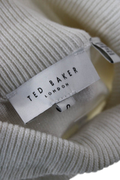 Ted Baker London Unisex Pullover Turtleneck Sweater White Cashmere Blend Size 0