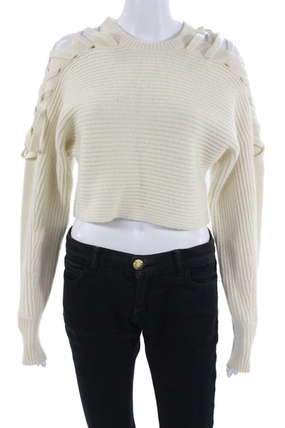 Intermix Unisex Pullover Sweater Beige Crewneck Wool Cashmere Sleeve Size PP