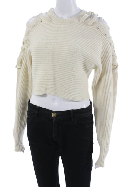 Intermix Unisex Pullover Sweater Beige Crewneck Wool Cashmere Sleeve Size PP