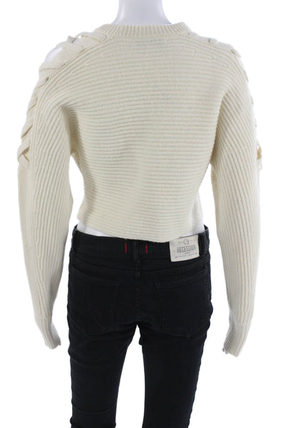 Intermix Unisex Pullover Sweater Beige Crewneck Wool Cashmere Sleeve Size PP